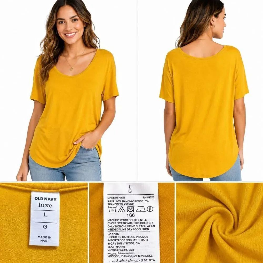 Old Navy Luxe Yellow Scoop Neck Tee Women's Large